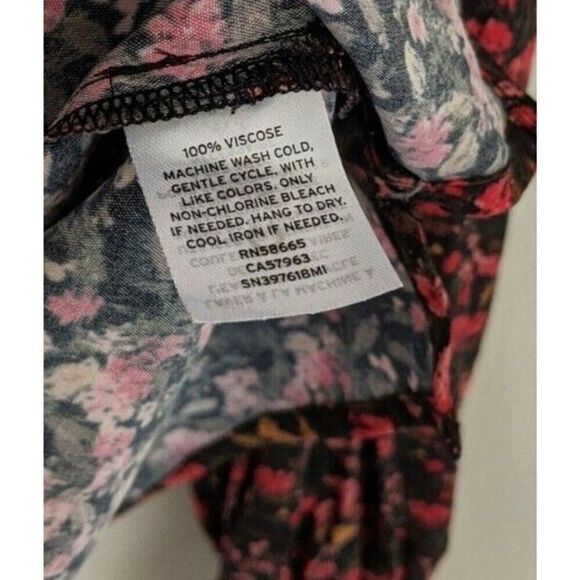 Something Navy Women Top Floral Moody Ruffle Button Down Casual Oversized Small - Picture 11 of 13